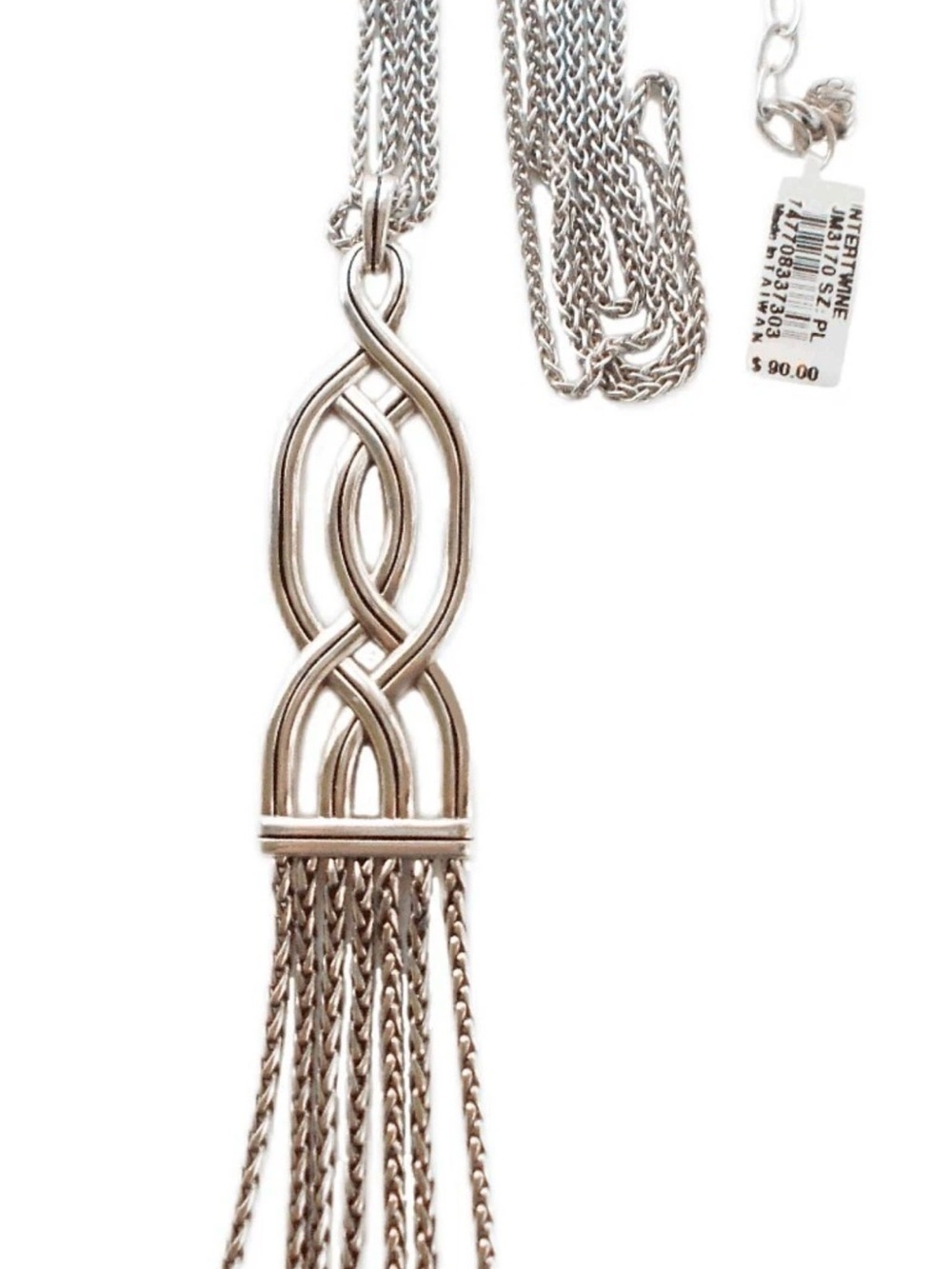 Brighton Interlok "Intertwine" Convertible Silver Necklace with Fringe NWT $90